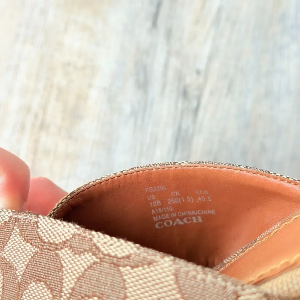 Coach Signature Espadrille Wedge Sandals Brown Tan Y2K Size 10B Vintage